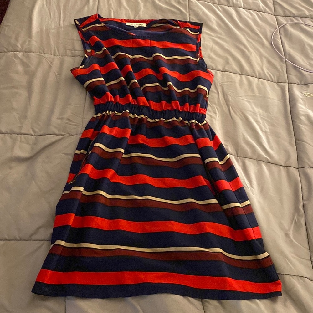 Multi colored dress lightly worn - with pockets!